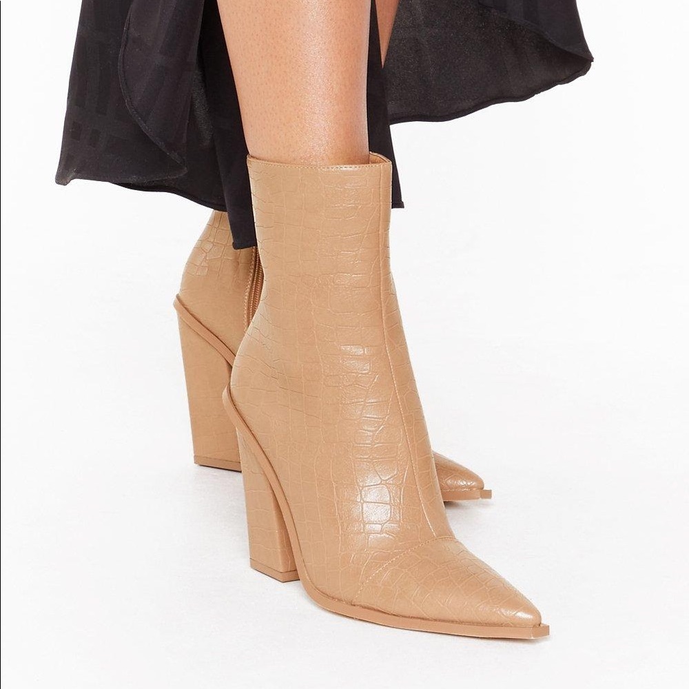 Tan Nasty Gal booties- never worn!